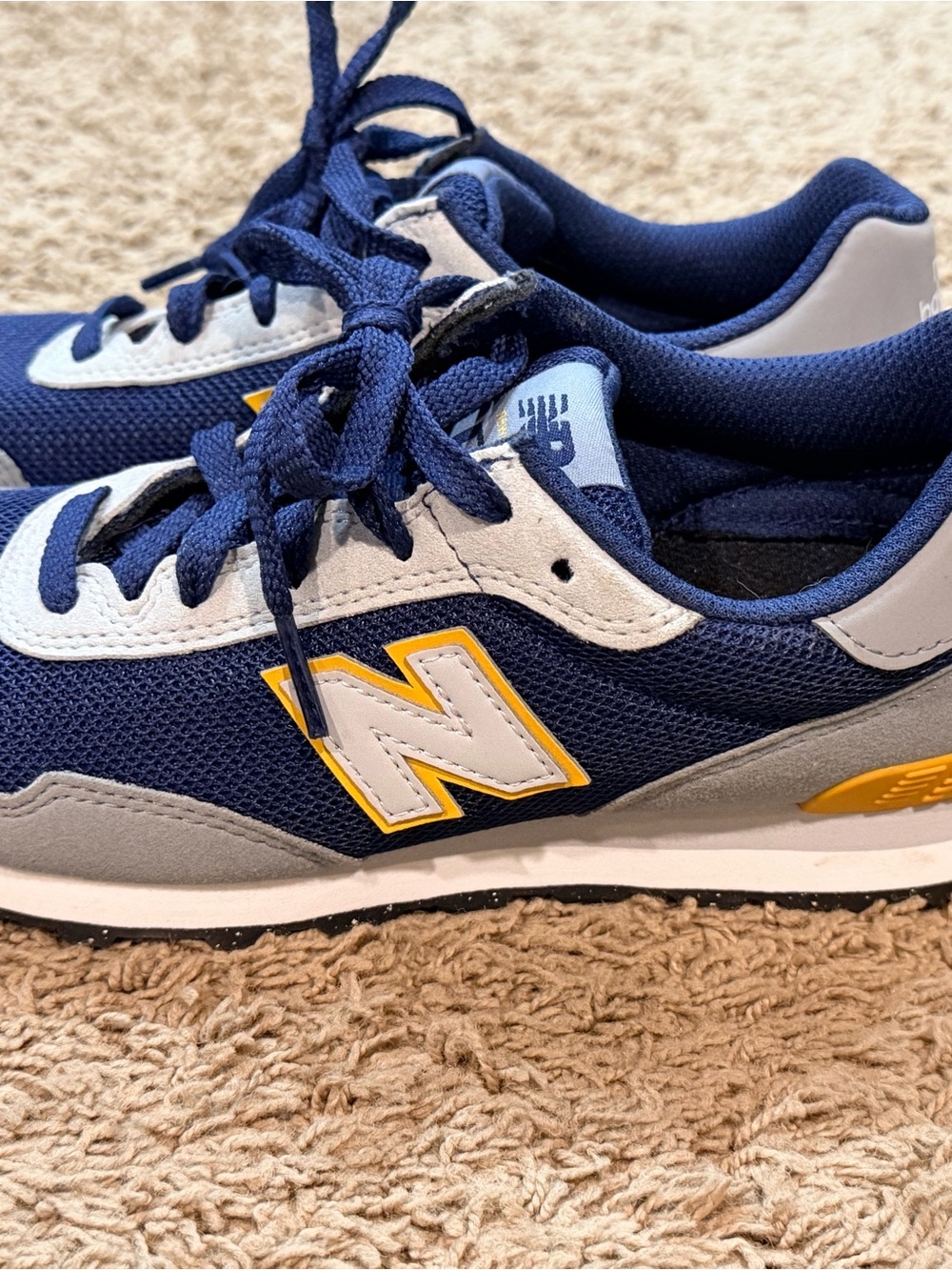 New Balance 515 Low Top Sneakers Blue Gray Yellow PC515FY Lace-Up Boys Size 3